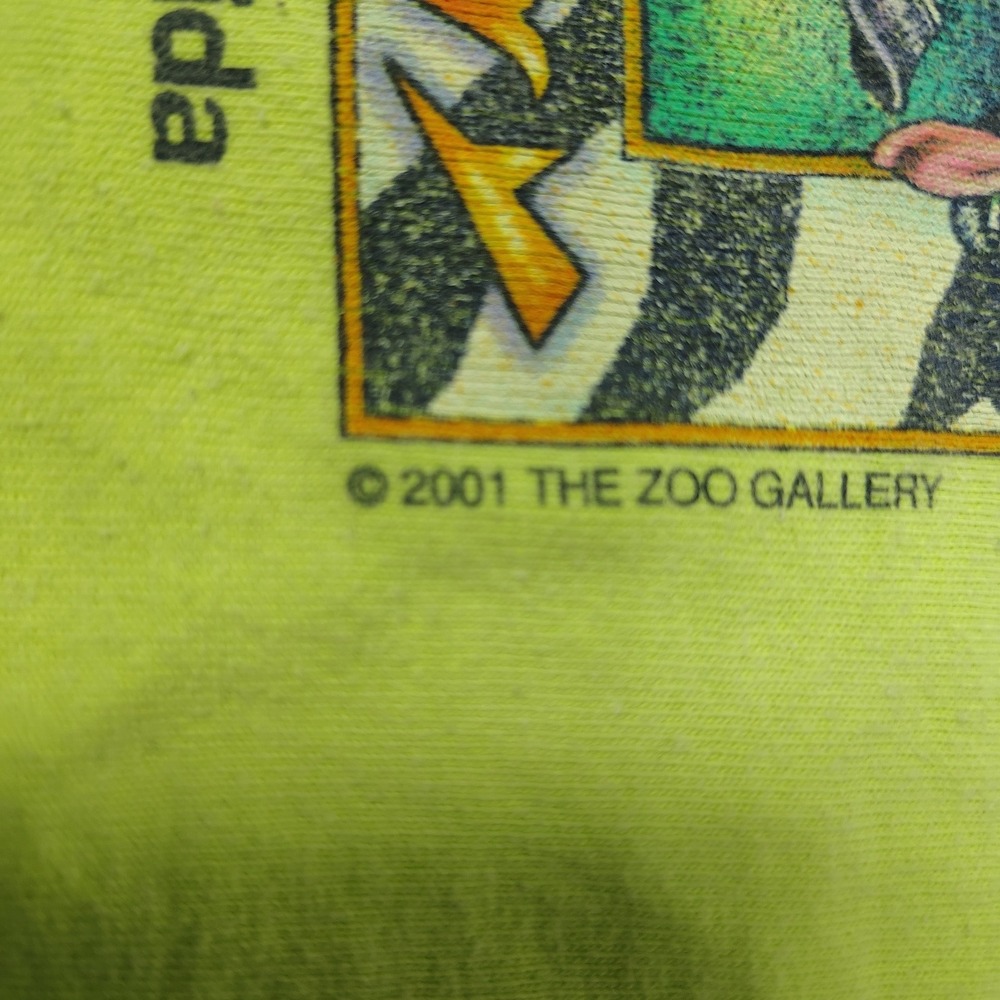 VINTAGE Florida Zoo Gallery T-Shirt Mens XL Lime Green Comfort Colors 2001 - Picture 13 of 14